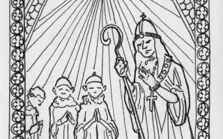 Dessin noir et blanc d'inspiration médiévale, représentant un prêtre célébrant un enterrement